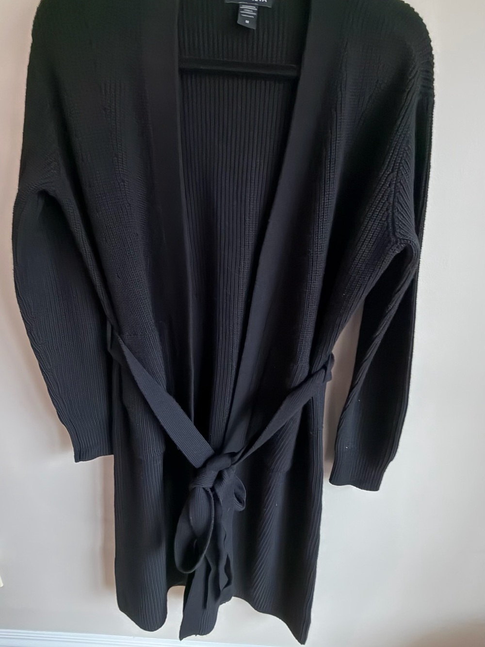 Athleta Black Ribbed Knit Wrap Cardigan